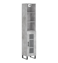 Buffet haut Gris béton 34,5x34x180 cm Bois d'ingénierie