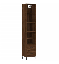 Buffet haut Chêne marron 34,5x34x180 cm Bois d'ingénierie