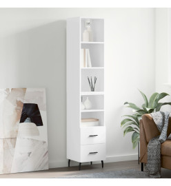 Buffet haut Blanc brillant 34,5x34x180 cm Bois d'ingénierie