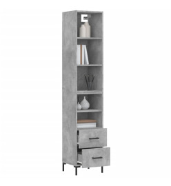 Buffet haut Gris béton 34,5x34x180 cm Bois d'ingénierie