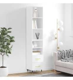 Buffet haut Blanc brillant 34,5x34x180 cm Bois d'ingénierie