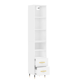 Buffet haut Blanc 34,5x34x180 cm Bois d'ingénierie