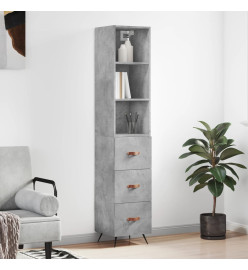Buffet haut Gris béton 34,5x34x180 cm Bois d'ingénierie
