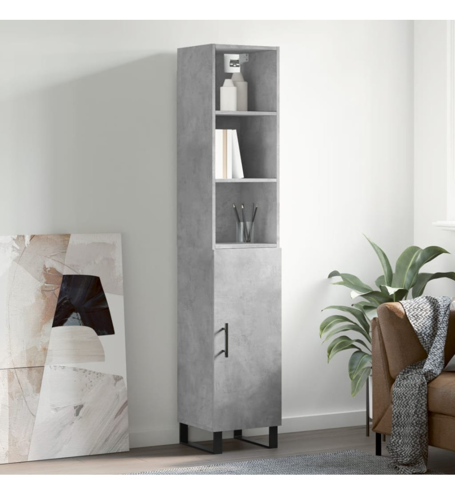 Buffet haut Gris béton 34,5x34x180 cm Bois d'ingénierie Buffet haut Gris béton 34,5x34x180 cm Bois d'ingénierie