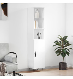 Buffet haut Blanc brillant 34,5x34x180 cm Bois d'ingénierie