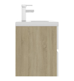 Armoire d'évier et lavabo intégré Blanc/chêne sonoma Aggloméré