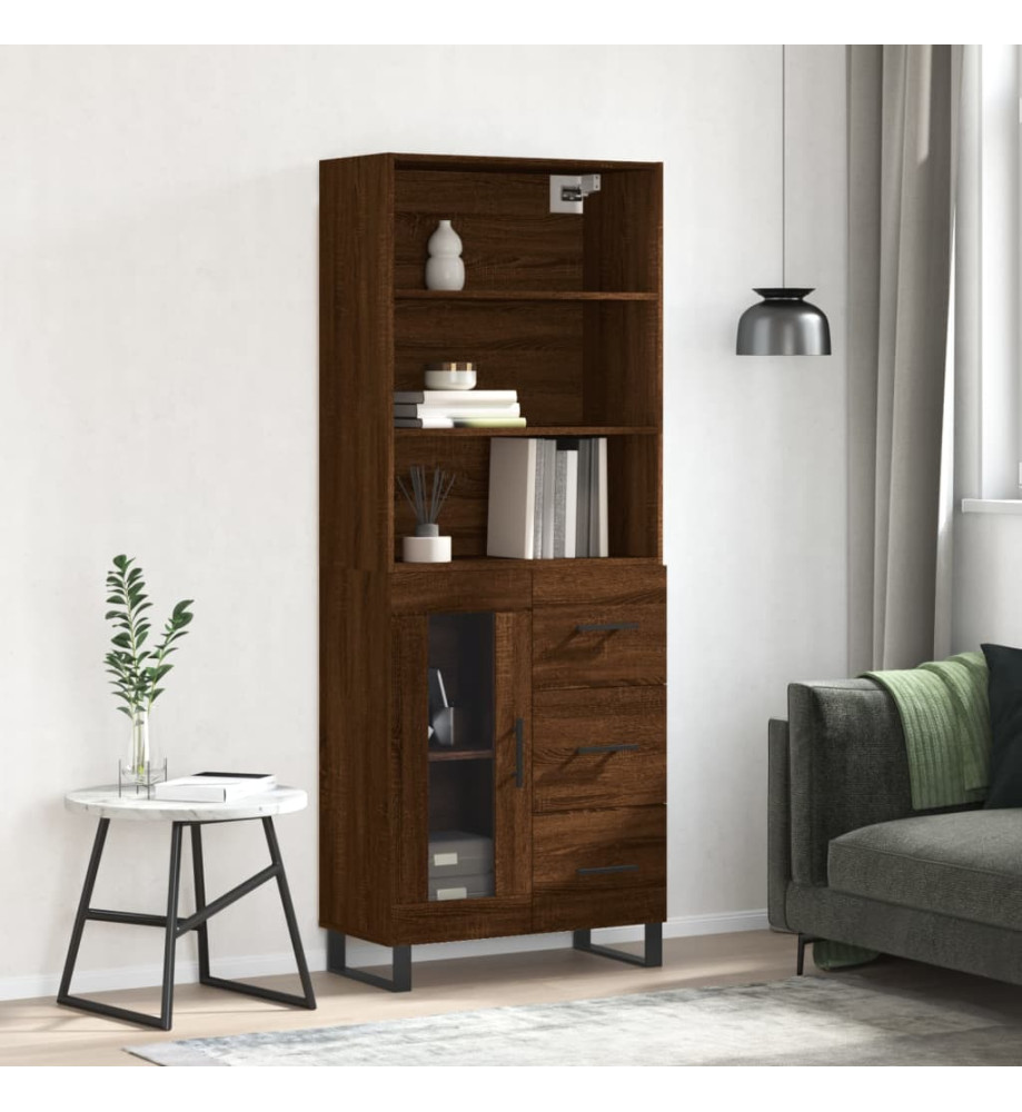 Buffet haut Chêne marron 69,5x34x180 cm Bois d'ingénierie Buffet haut Chêne marron 69,5x34x180 cm Bois d'ingénierie
