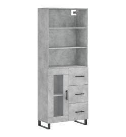 Buffet haut Gris béton 69,5x34x180 cm Bois d'ingénierie