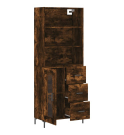 Buffet haut Chêne fumé 69,5x34x180 cm Bois d'ingénierie