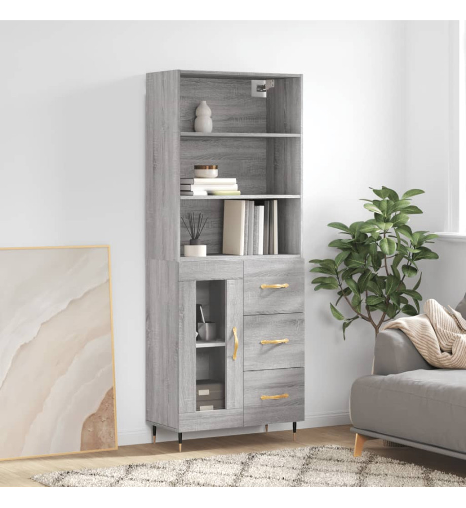 Buffet haut Sonoma gris 69,5x34x180 cm Bois d'ingénierie Buffet haut Sonoma gris 69,5x34x180 cm Bois d'ingénierie