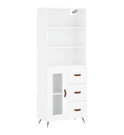 Buffet haut Blanc brillant 69,5x34x180 cm Bois d'ingénierie