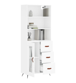 Buffet haut Blanc brillant 69,5x34x180 cm Bois d'ingénierie