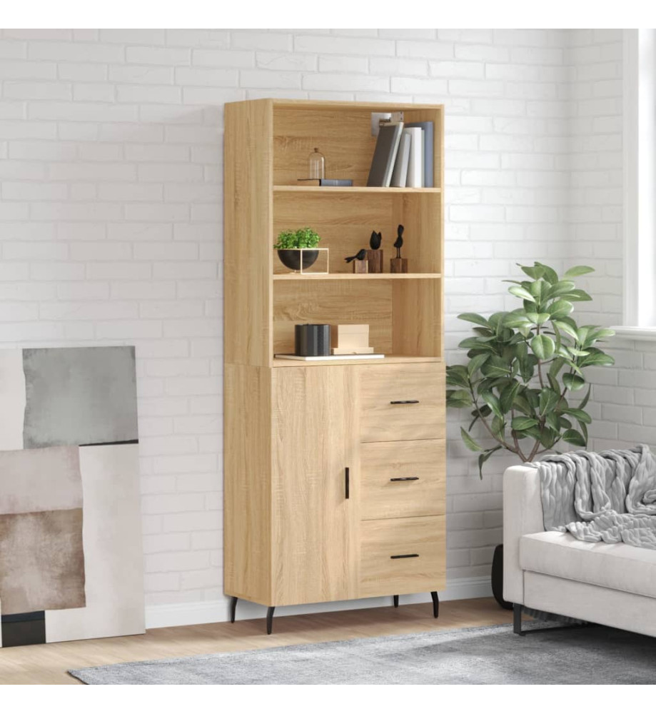 Buffet haut Chêne sonoma 69,5x34x180 cm Bois d'ingénierie Buffet haut Chêne sonoma 69,5x34x180 cm Bois d'ingénierie