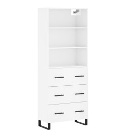 Buffet haut Blanc brillant 69,5x34x180 cm Bois d'ingénierie