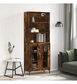 Buffet haut Chêne fumé 69,5x34x180 cm Bois d'ingénierie
