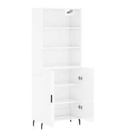 Buffet haut Blanc brillant 69,5x34x180 cm Bois d'ingénierie