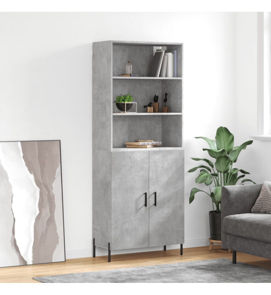 Buffet haut Gris béton 69,5x34x180 cm Bois d'ingénierie Buffet haut Gris béton 69,5x34x180 cm Bois d'ingénierie