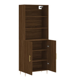 Buffet haut Chêne marron 69,5x34x180 cm Bois d'ingénierie
