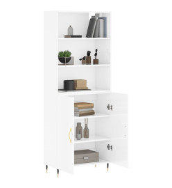 Buffet haut Blanc brillant 69,5x34x180 cm Bois d'ingénierie
