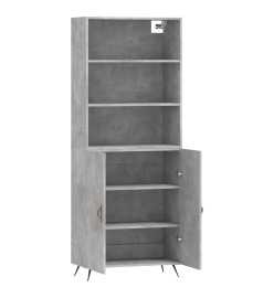 Buffet haut Gris béton 69,5x34x180 cm Bois d'ingénierie