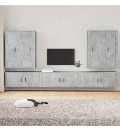 Ensemble de meubles TV 7 pcs Gris béton Bois d'ingénierie