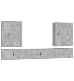 Ensemble de meubles TV 7 pcs Gris béton Bois d'ingénierie