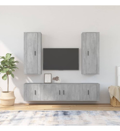 Ensemble de meubles TV 5 pcs Gris béton Bois d'ingénierie