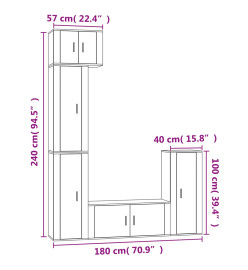 Ensemble de meubles TV 5 pcs Blanc Bois d'ingénierie