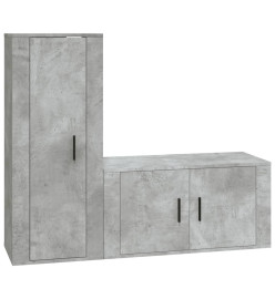 Ensemble de meubles TV 2 pcs gris béton bois d'ingénierie