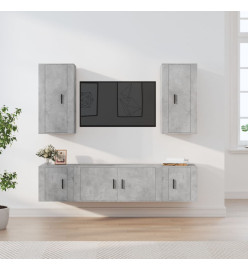 Ensemble de meubles TV 5 pcs Gris béton Bois d'ingénierie