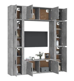 Ensemble de meubles TV 8 pcs Gris béton Bois d'ingénierie