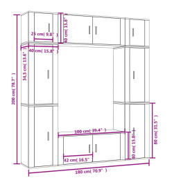 Ensemble de meubles TV 8 pcs Gris béton Bois d'ingénierie