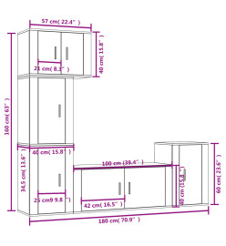 Ensemble de meubles TV 5 pcs Chêne marron Bois d'ingénierie