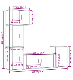 Ensemble de meubles TV 5 pcs Chêne fumé Bois d'ingénierie