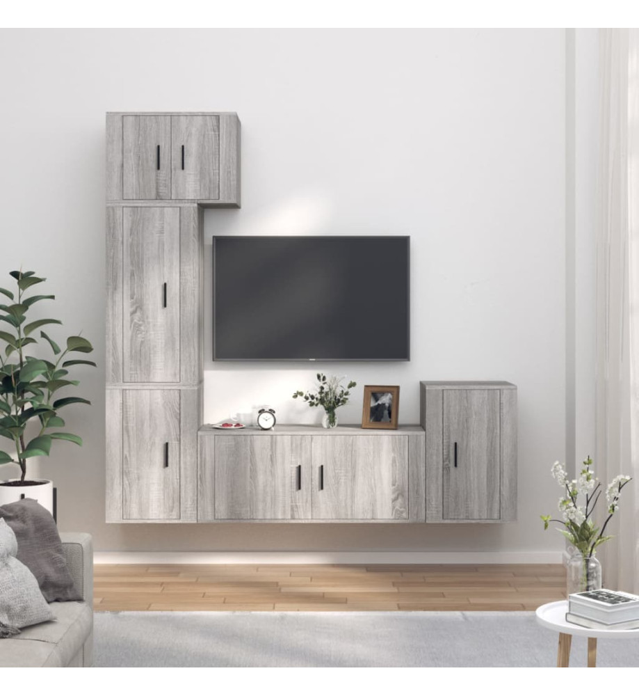 Ensemble de meubles TV 5 pcs Sonoma gris Bois d'ingénierie