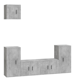 Ensemble de meubles TV 5 pcs Gris béton Bois d'ingénierie