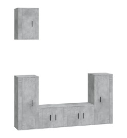 Ensemble de meubles TV 5 pcs Gris béton Bois d'ingénierie