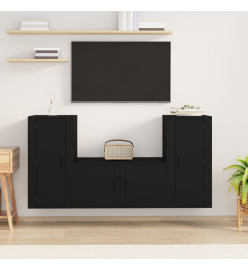 Ensemble de meubles TV 3 pcs Noir Bois d'ingénierie