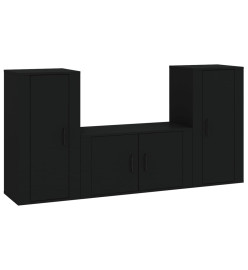 Ensemble de meubles TV 3 pcs Noir Bois d'ingénierie