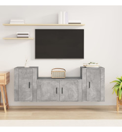 Ensemble de meubles TV 3 pcs Gris béton Bois d'ingénierie