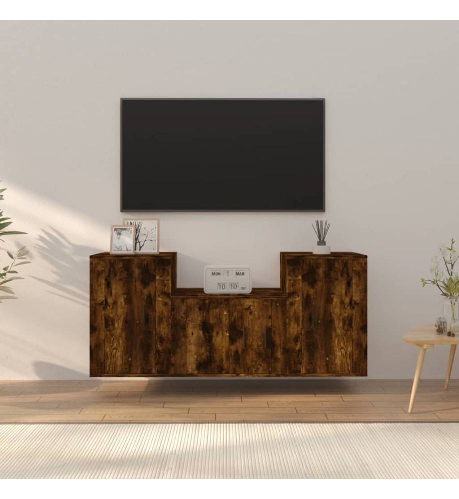 Ensemble de meubles TV 3 pcs Chêne fumé Bois d'ingénierie