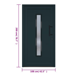 Porte d'entrée anthracite 108x200 cm PVC