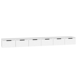 Armoires murales 2 pcs Blanc brillant 102x30x20 cm