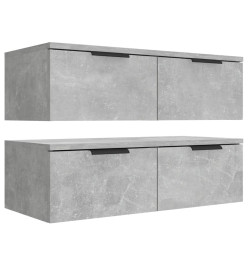 Armoires murales 2 pcs Gris béton 68x30x20 cm Bois d'ingénierie