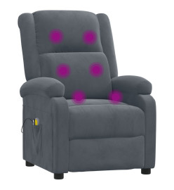 Fauteuil électrique de massage Gris foncé velours