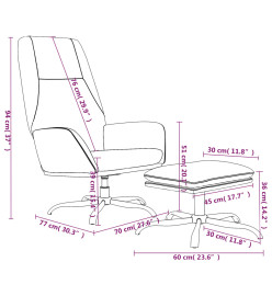 Chaise de relaxation avec tabouret Blanc crème Velours