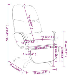 Chaise de relaxation avec repose-pied Crème Tissu