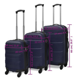 Valise rigide 3 pièces Bleu 45,5/55/66 cm