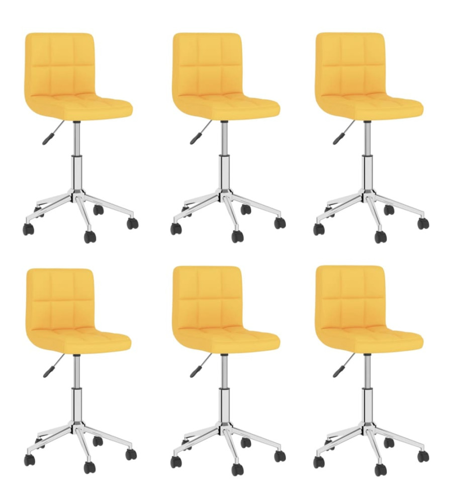 Chaises pivotantes à manger lot de 6 Jaune moutarde Tissu