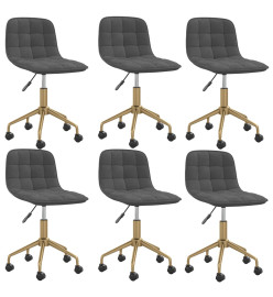 Chaises pivotantes à manger lot de 6 gris foncé velours